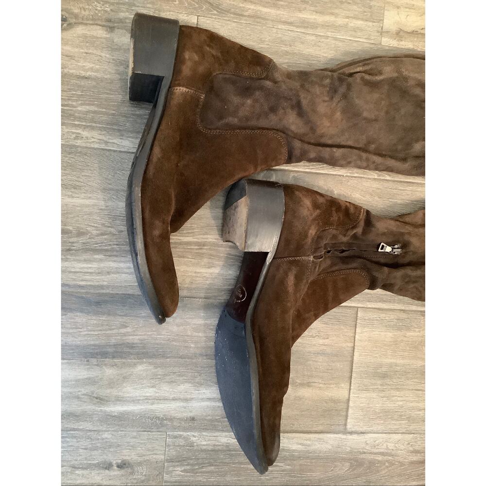 PRADA Women's 10 Vintage Brown Suede Knee High Tall Riding Boots Italy P8-9 - Picture 2 of 7
